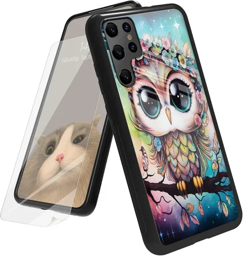 Vista 194 de Funda para Samsung Galaxy A12 5G con protector de pantalla, parte trasera de vidrio templado + TPU de silicona suave que absorbe los golpes