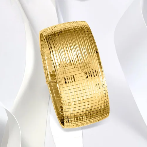 Vista 5 de Ross-Simons Italian 18kt Gold Over Sterling Diamond-Cut and Polished Omega Bracelet