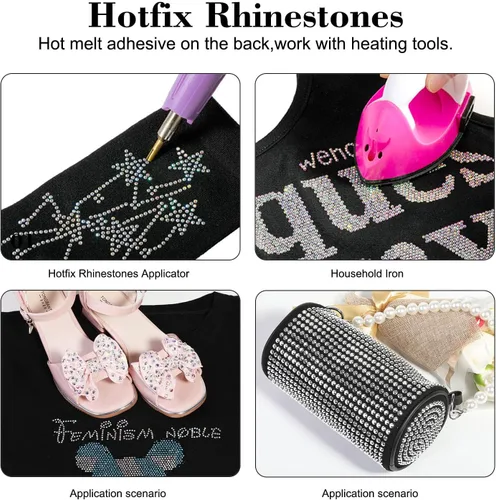 Vista 5 de BEADSLAND Diamantes de imitación termoadhesivos, 6080 piezas de diamantes de imitación azules para manualidades en ropa, 6 tamaños mixtos con lápiz