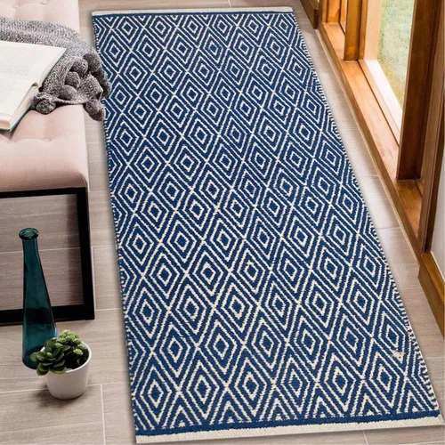 Vista 20 de Chardin home Alfombra de pasillo 100% algodón con diamantes de 2 x 5 pulgadas, totalmente reversible, lavable a máquina, blanco y negro