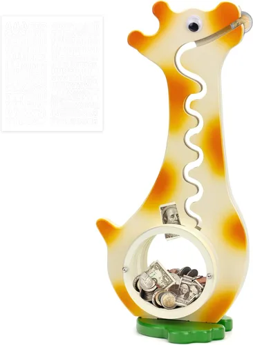 Vista 14 de Hucha de Dinosaurio de Madera para Niños y Niñas, Gran Caja de Monedas Transparente, Juguetes de Dinero Real (Dino-Azul)