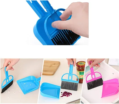 Vista 8 de Juego de cepillo de recogedor de 1 Uds. Juego de cepillos de plástico portátil (azul) utilizado para cepillo de herramientas, teclado, hogar