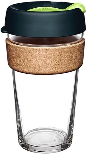 Vista 25 de KeepCup Brew Cork - Taza de café reutilizable de vidrio templado y corcho natural, M 12 oz/340 ml - Negro