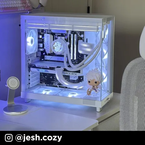 Vista 9 de NZXT H6 Flow CC-H61FB-01 Carcasa compacta de doble cámara de torre media con flujo de aire Paneles de vidrio panorámicos Paneles de flujo