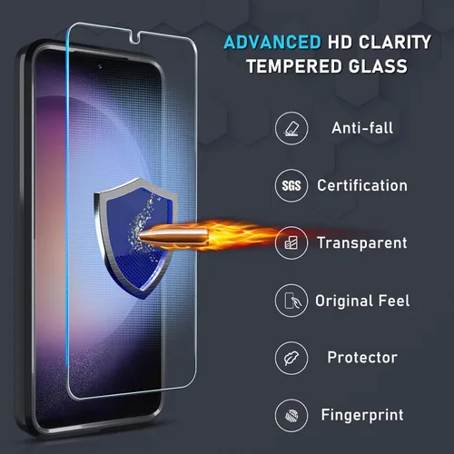 Vista 6 de Compatible con Samsung Galaxy S24/S25 Funda con Protector de Pantalla de Vidrio Templado, Resistente a Prueba de Golpes de Servicio Pesado Funda