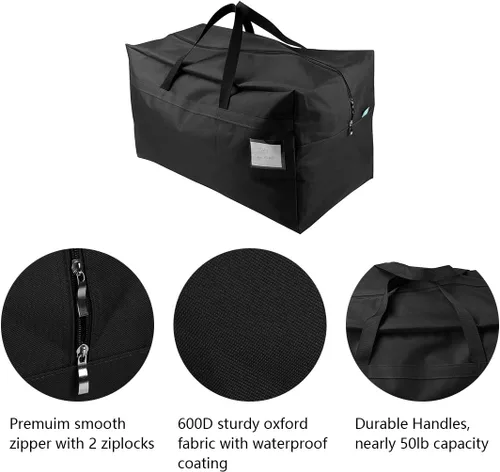 Vista 4 de AMJ Bolsa Contenedora de Almacenamiento para Decoraciones de Navidad Contiene Árboles de Navidad, Luces, Bolas etc, Bolsa de Abertura Superior Sin