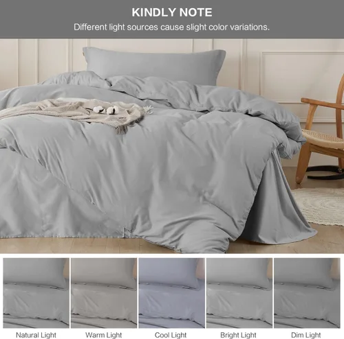 Vista 530 de SAPHREAS Juego de funda de edredón de algodón, tamaño King, a cuadros color gris oscuro y gris, geométrico, 3 piezas, 1 funda de edredón y 2 fundas