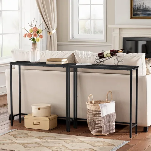 Vista 5 de HOOBRO Mesa consola estrecha, mesa de entrada pequeña de 29.5 pulgadas, mesa de sofá delgada, mesa auxiliar, mesa de exhibición, para pasillo, Negro