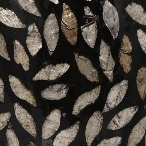 Vista 11 de Deco 79 Jarrón decorativo de nácar hecho a mano, mosaico, inspirado en flores, florero para decoración del hogar, 11 x 11 x 22 pulgadas, negro