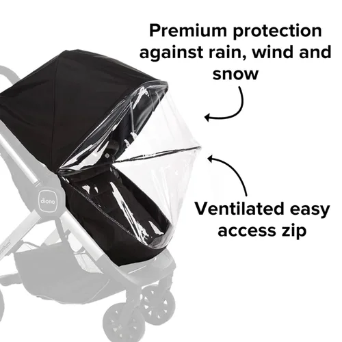 Vista 2 de Diono Quantum Lux - Funda de lluvia para cochecito, protección impermeable premium, protección contra el viento y la lluvia, cubierta transparente