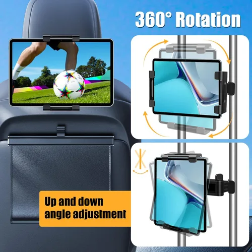 Vista 8 de najiaxiaowu Soporte para Tableta para Coche, Soporte de Reposacabezas para iPad para iPad/Teléfonos de 5.5-18.4 Pulgadas, Soporte para Tableta