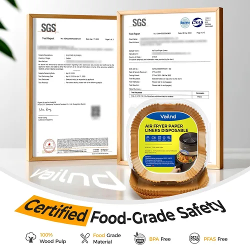 Vista 2 de Forros de Papel para Freidora de Aire, 125 Piezas de Papel Pergamino, Forros Desechables para Freidora de Aire para Microondas, Forro Antiadherente