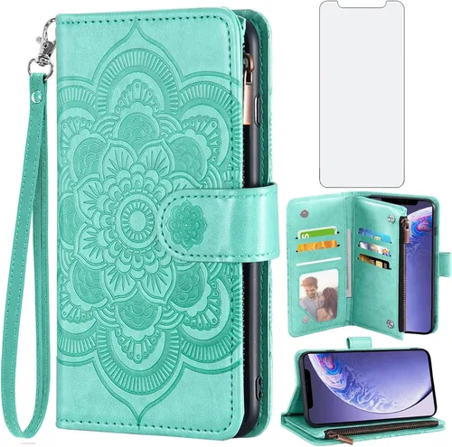 Vista 14 de Asuwish Funda de teléfono para iPhone 11 6.1 con protector de pantalla de vidrio templado y tarjetero de cuero con diseño de flores para tarjetas