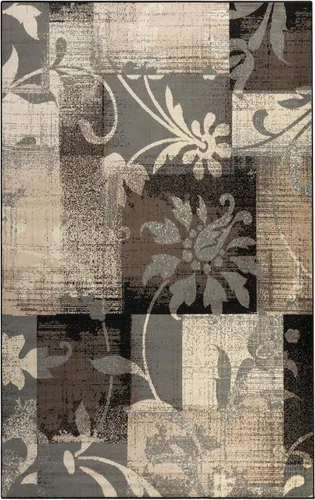 BNM - Alfombra de área pequeña para interior con respaldo de yute, decoración geométrica floral para sala de estar, cocina, dormitorio, oficina Beige