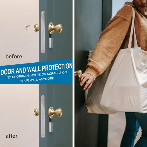 Vista 7 de Tope de puerta de bronce, protector de pared decorativo de latón macizo, tope de puerta resistente con punta de parachoques de goma para protección