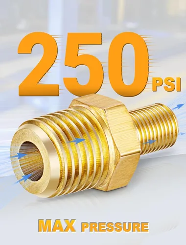 Vista 5 de EVOULTES Adaptador de inflador de aire de latón, 1/4 pulgadas NPT (M) a válvula Schrader estándar (M), conector de inflado de neumáticos