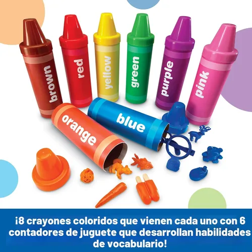 Vista 4 de Learning Resources Crayones de clasificación arcoíris - Regalos para niños pequeños, accesorios para niños pequeños, juguetes de apilar jumbo