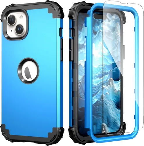 Vista 31 de IDweel Funda para iPhone 14 Plus con Protector de Pantalla para Hombres y Mujeres, Lujosa 3 en 1 a Prueba de Golpes de Ajuste Delgado Híbrida