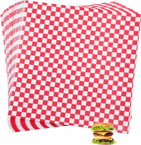 Vista 9 de 200 hojas de envoltorio de alimentos a rayas negro y blanco, papel encerado seco para pan y sándwiches, forros de papel para cestas de comida