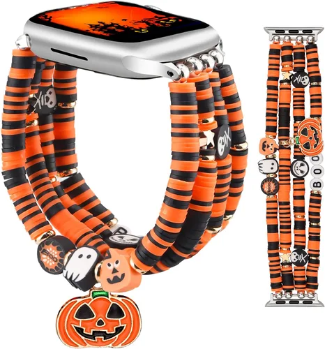 Vista 25 de JR.DM - Pulsera de cuentas compatible con Apple Watch de 40 mm, 38 mm, 41 mm, 42 mm; correa elástica hecha a mano para iWatch Series A1 colorido