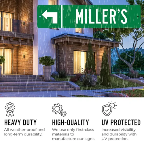 Vista 3 de Letrero direccional personalizado, letrero de flecha de calle de dirección personalizada, 4 x 18 pulgadas, ACM, resistente a la decoloración