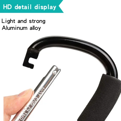 Vista 6 de Funbliss Ganchos para cochecito de bebé, paquete de 2 prácticos organizadores para bolsas de pañales, ropa, monederos, comestibles, gran juego