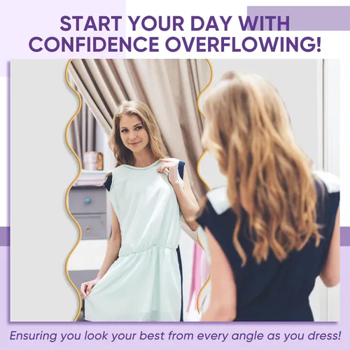 Vista 6 de Espejo de longitud completa, 76 x 34 pulgadas, espejo de suelo ondulado independiente, espejo de cuerpo completo con soporte para dormitorio