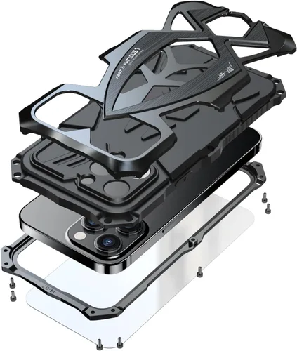 Armor - Funda compatible con iPhone 14 Pro Max 2022 con protector de pantalla de metal de grado militar, silicona resistente de 360, a prueba de