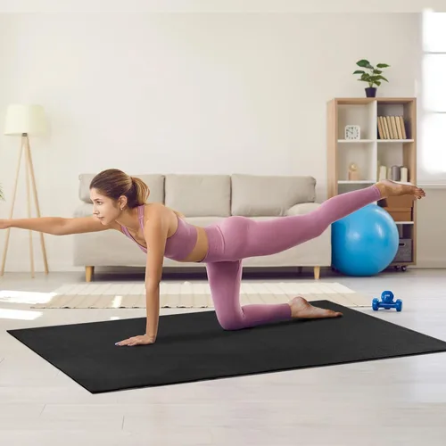 Vista 9 de VEVOR Large Exercise Mat, 12'x6'/10'x6'/9'x6'/8'x6'/8'x5'/7'x5'/6'x4' (7mm) Extra Thick, Non Slip High Density Premium Workout Mat, Exercise Yoga