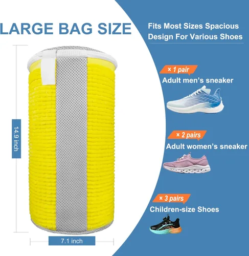 Vista 6 de Bolsa para lavadora de zapatos, reutilizable, protectora, tamaño adaptable, bolsa de lavandería de limpieza profunda de 360° con fibras de limpieza