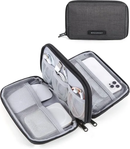 BAGSMART Organizador de artículos electrónicos, estuche de viaje, cable de cargador de cable, bolsa organizadora de tecnología para accesorios de