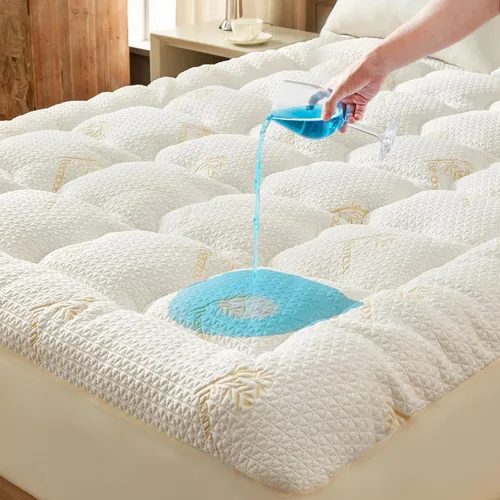 Vista 8 de Cubrecolchón King Premium 100% impermeable, almohadilla de colchón transpirable, protector de cama de rayón de bambú, funda de sábana de bolsillo