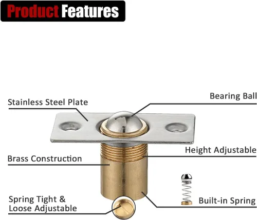 Vista 20 de JQK Herrajes para puerta de clóset, acero inoxidable ajustable con placa de golpeo, bronce antiguo, paquete de 2 unidades, HBC100-QG-P2