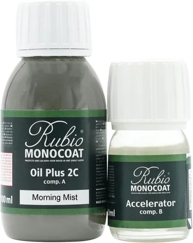 Vista 214 de Rubio Monocoat Tinte y Acabado para Madera 650 pies² - Blanco 5% Oil Plus 2C Secado Rápido, Aceite para Madera de Linaza Ecológico para Uso
