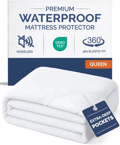 Vista 11 de Protector de colchón 100% impermeable o te devolvemos tu dinero, funda de rizo ajustable de alta calidad, silenciosa, suave y fresca, ajuste seguro