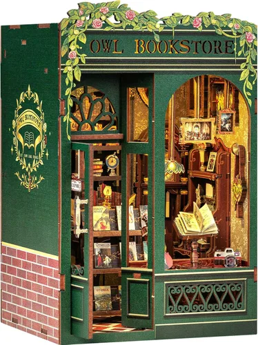 Vista 11 de Fsolis - Kit de manualidades para rincón de lectura, casa de muñecas en miniatura 3D, rompecabezas para adultos, 108 piezas de madera, decoración