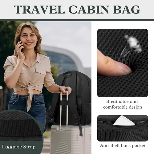 Vista 5 de Mochila de viaje para laptop, mochila de viaje para mujeres, Negro, 40L