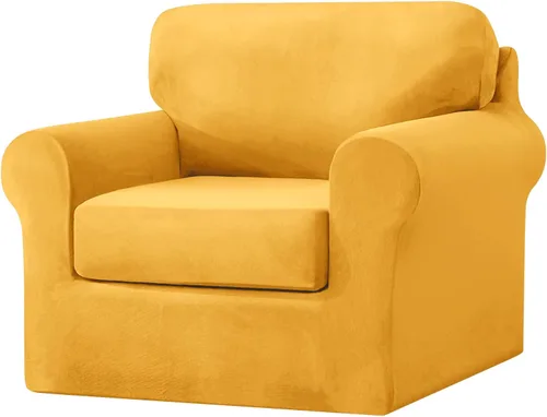Vista 75 de UNBBRRL Fundas de sofá de 3 piezas para sofá, funda de terciopelo elástico para sillón con 1 funda de cojín de asiento y 1 funda de respaldo