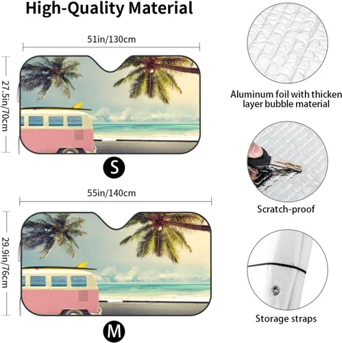 Vista 3 de Parasol plegable para parabrisas de automóvil de playa, visera solar para ventana delantera, cubierta de protección solar para automóvil, camión, 2