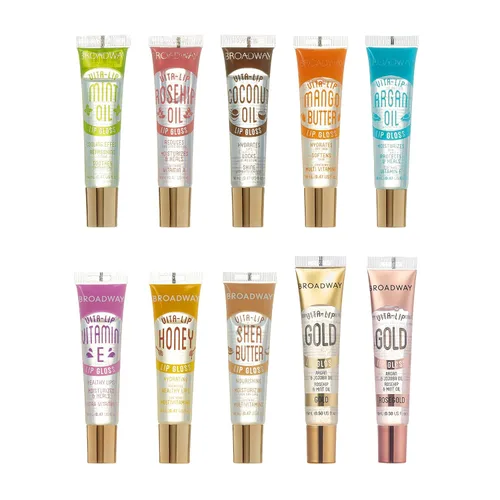 Ruby Kisses Broadway Vita-Lip Clear Lip Gloss - Brillo labial transparente (paquete de 10), fórmula ultra hidratante y calmante con vitaminas,