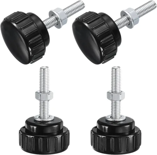 Vista 84 de Uxcell 4 juegos de perillas estriadas con tornillos de pulgar y tuercas, rosca macho métrica M6 x 35 mm, cabeza de plástico de 25 mm, perillas