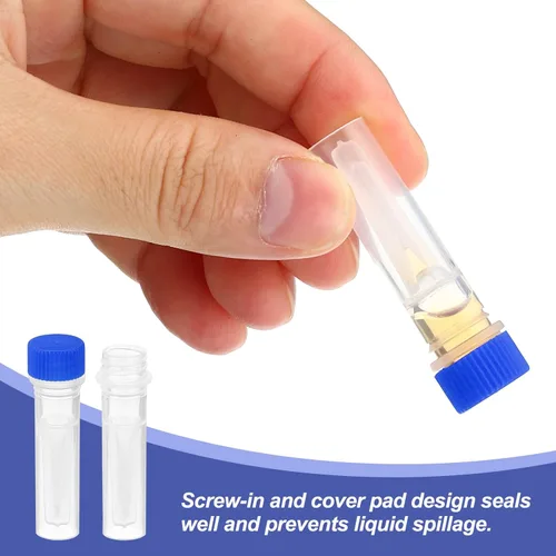 Vista 3 de PATIKIL Tubo de ensayo congelado criogénico plástico de 0.0 fl oz, 200 unids con tapa de tornillo criogénico para laboratorio de ciencia de Azul