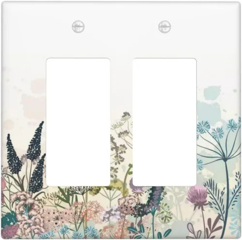 Vista 119 de Placa decorativa para interruptor de luz, diseño bohemio, abstracción, montaña y sol, 2 bandas, 1 palanca, 1 placa de pared dúplex, cubiertas