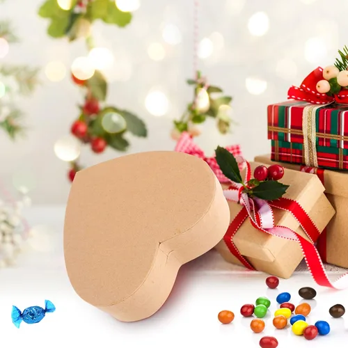 Vista 8 de Caja de papel maché de papel con forma de corazón, caja anidada decorativa de papel Kraft, contenedor de dulces con tapas para manualidades