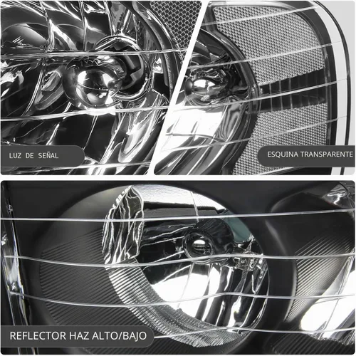 Vista 5 de DNA MOTORING Par de faros delanteros compatibles con Dodge Ram 1500 2500 3500 02-05, izquierda y derecha, carcasa negra, esquina ámbar