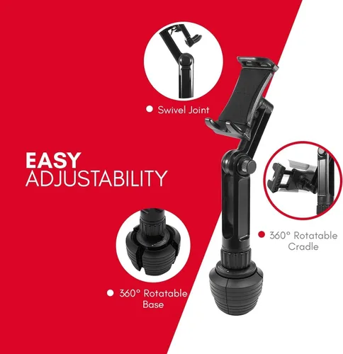 Vista 5 de Macally Soporte para tablet – Soporte resistente para iPad para automóvil, camión y vehículo – Se adapta a dispositivos de 3.5 a 8 pulgadas de ancho
