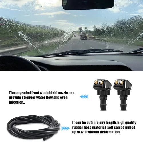 Vista 5 de Paquete de 2 Kit de Boquillas para Lavaparabrisas Delantero, Incluye Adaptadores y Mangueras