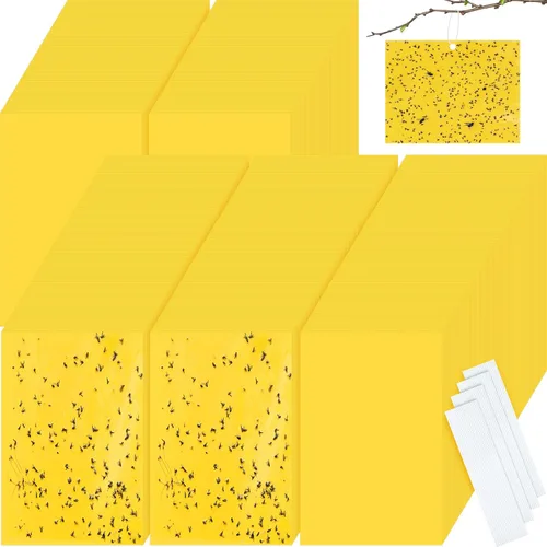 Qualirey 700 trampas adhesivas amarillas de 6 x 8 pulgadas para plantas, trampas adhesivas de doble cara para mosquitos con lazos giratorios,