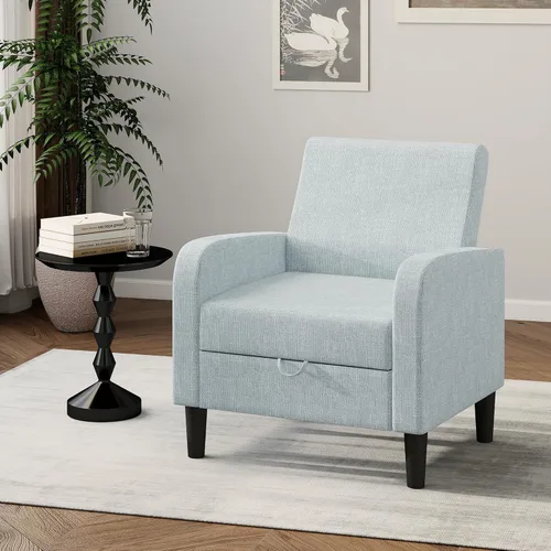 Vista 12 de DAGONHIL Silla de sala de estar, silla de acento tapizada silla de lectura para dormitorio, sillón de tela de lino, sofá individual para sala