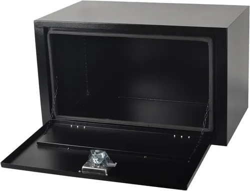 Vista 5 de Caja de herramientas de acero de 30 pulgadas con pestillo de mango en T, caja de herramientas organizadora de caja de herramientas para remolque